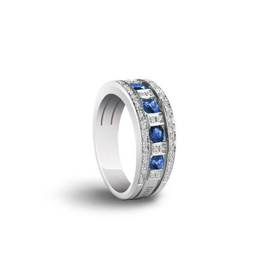 Anello Belle Epoque - oro bianco e zaffiri
